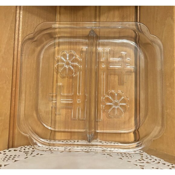Vintage Toastmaster Clear Glass Divided Dish Serving Tray Daisy Retro 1970s - Picture 1 of 4